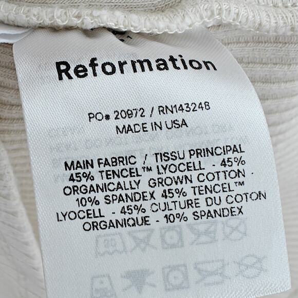 Reformation Open Back Midi Dress Size Medium Bone Ivory Rib Knit Tank Stretch - Picture 9 of 10